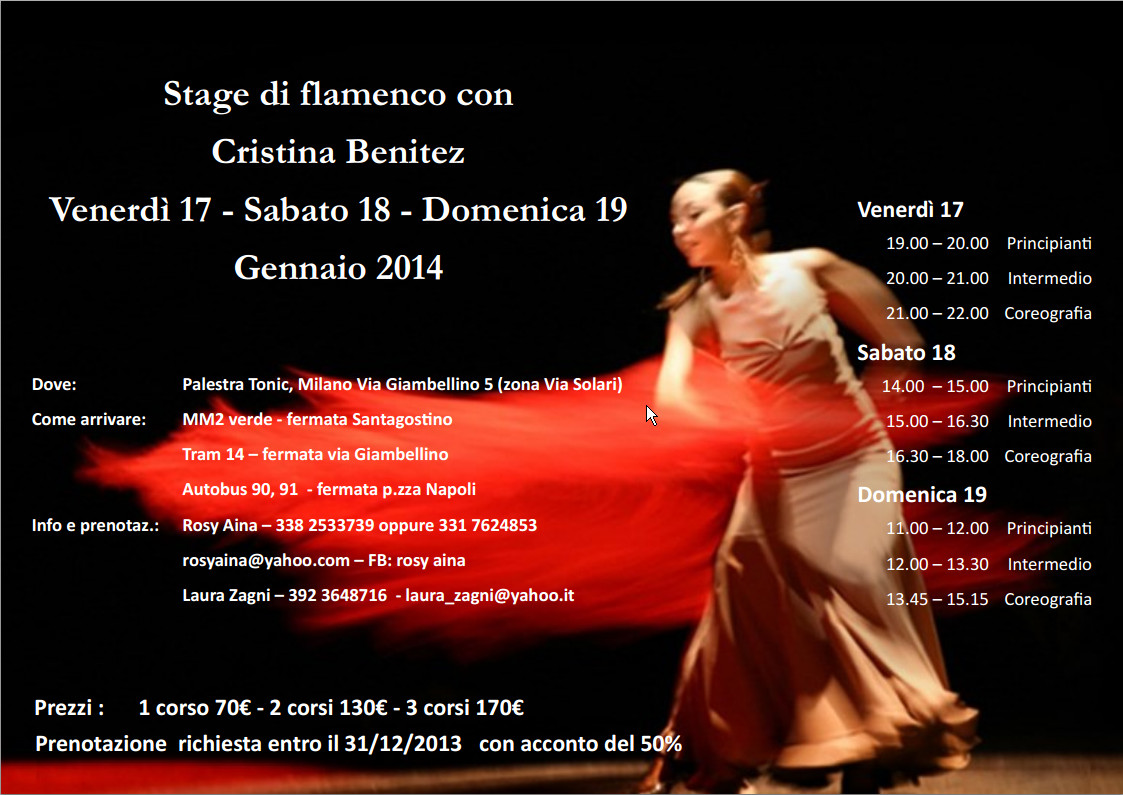 17-18-19.1.2014 – Stage di flamenco con Cristina Benitez