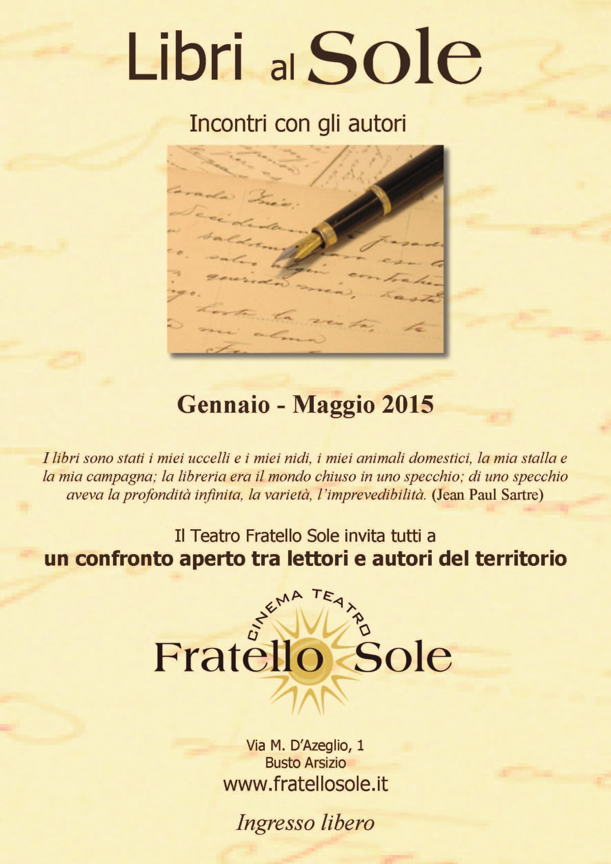 Gennaio-Maggio 2015 – Libri al Sole – Incontri con gli autori