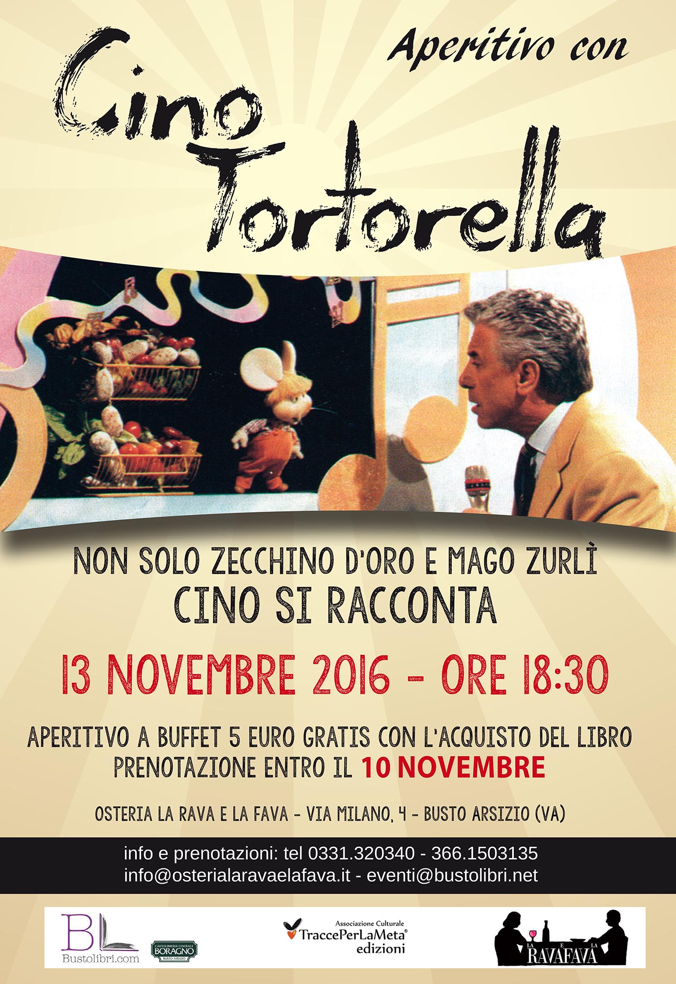 13.11.2016 – Aperitivo con Cino Tortorella, Mago Zurlì e conduttore de “Lo Zecchino d’Oro”