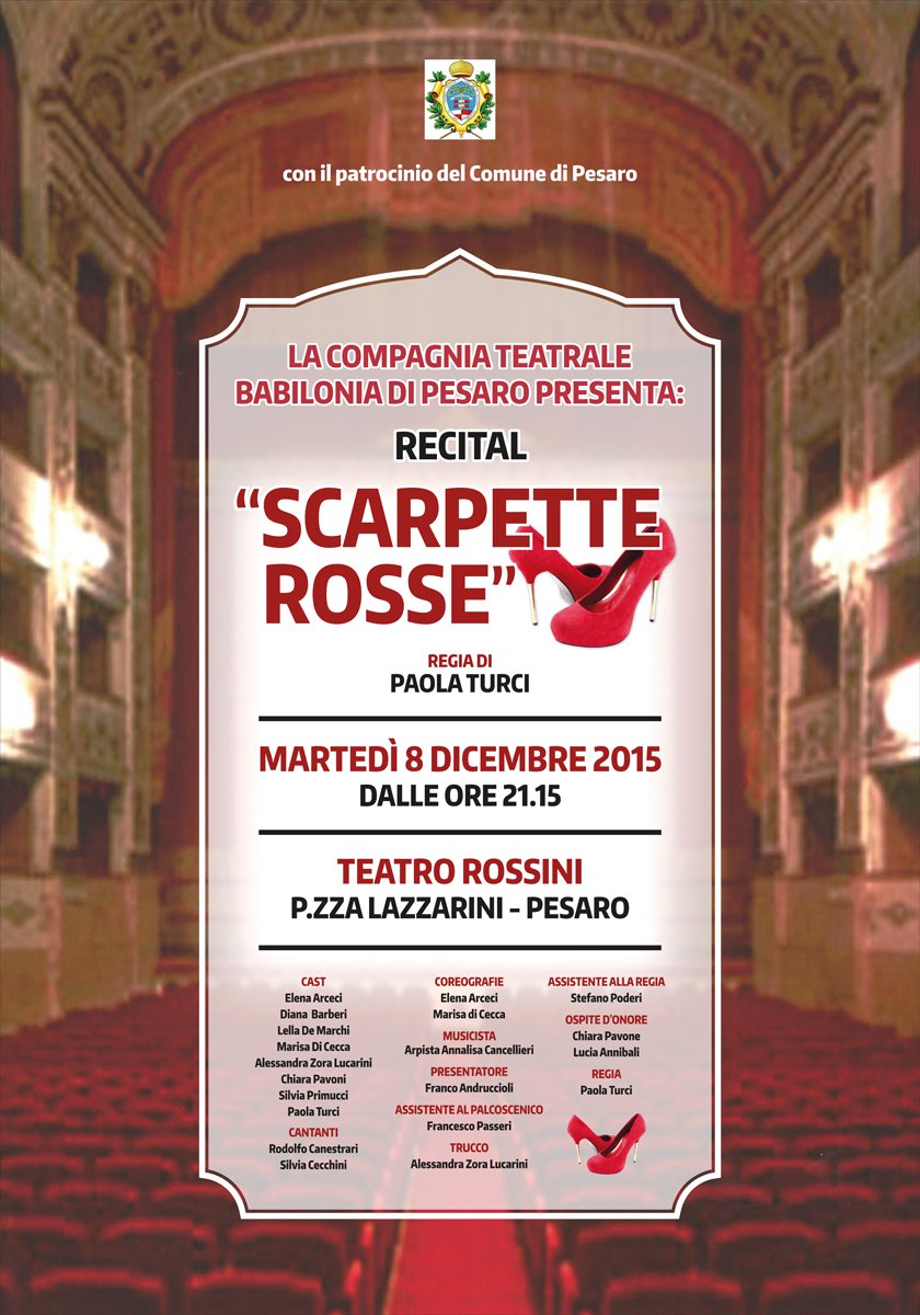 “Scarpette Rosse”, 8 dicembre 2015 – ore 21:15 Teatro Rossini, Pesaro, nel segno della lotta contro la violenza sulle donne