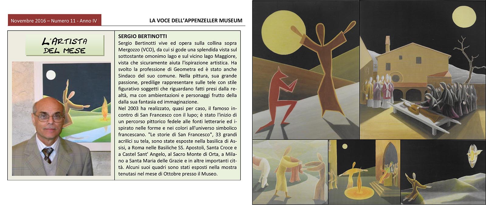 Novembre 2016, n.11, La Voce dell’Appenzeller Museum – Sergio Bertinotti, Artista del mese