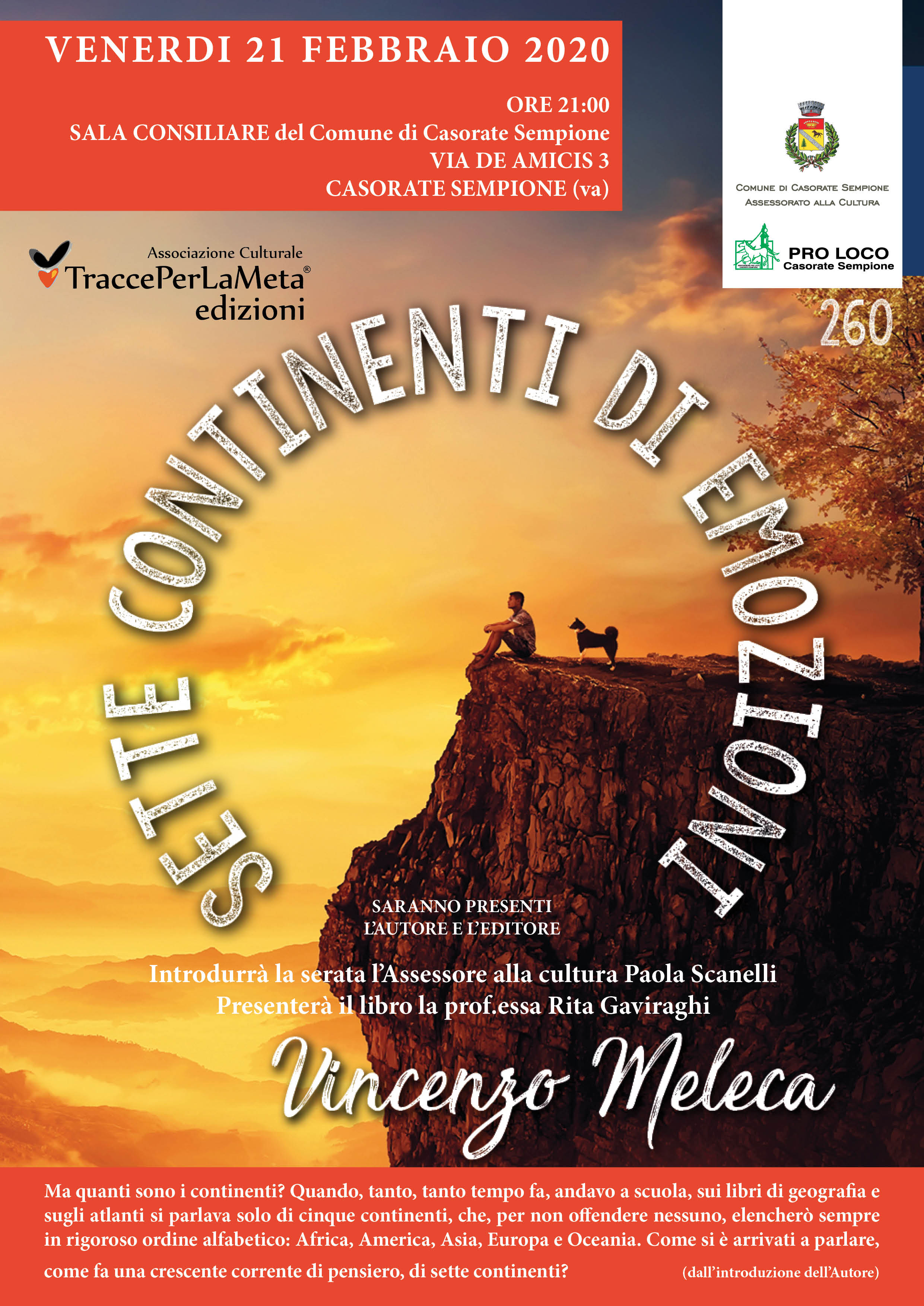 21.02.2020 – TraccePerLaMeta presenta “I SETTE CONTINENTI ” di Vincenzo Meleca